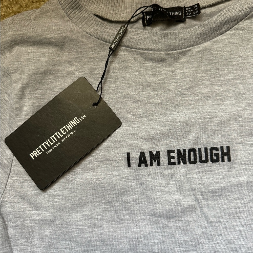 I Am Enough Gray crop top